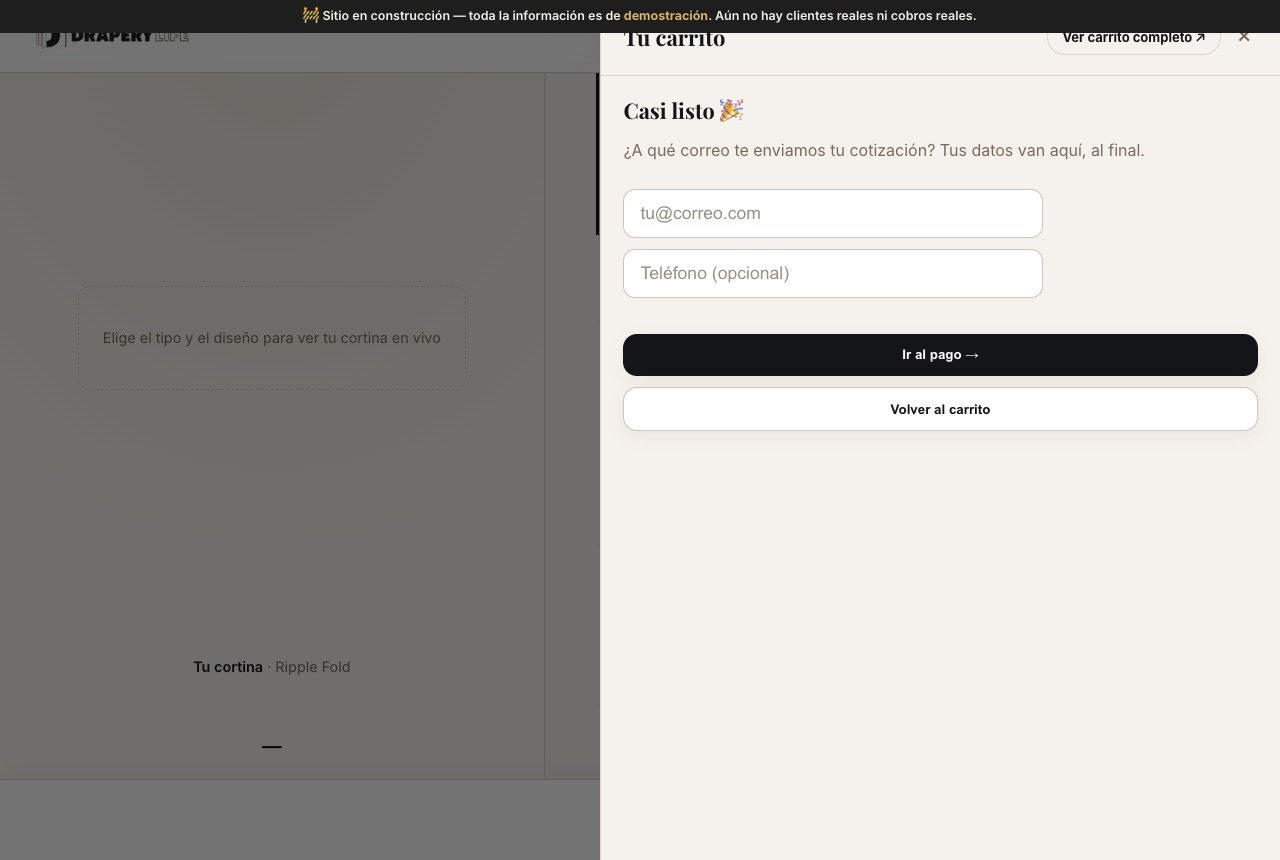 «Casi listo»: el correo donde recibirás tu cotización y un teléfono opcional.